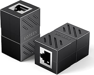 UGREEN 20390 RJ45 Ethernet Coupler Cat7 Cat6 Cat5e Cable Extender Female to Female Black