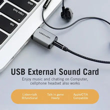 VENTION CDNH0 USB External Sound Card Metal | USB 2.0 to 3.5mm Audio Adapter | Gold-Plated | 2.1 Channel | Plug & Play | Aluminum Alloy