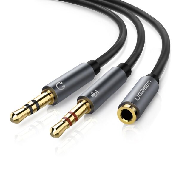UGREEN 20899 3.5mm Female to 2 Male Audio Splitter Cable Headset Mic Adapter for PC Laptop