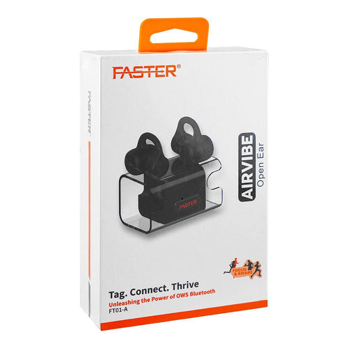 Faster Airvibe 2 Open Ear Design Wireless Earbuds | FT01-A | 5H Playtime | Black | Open-Ear | Enhanced Bass | Bluetooth | Lightweight