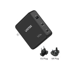 UNITEK P1115A 140W GaN Wall Charger 2x USB-C 1x USB-A PD Fast Charge for MacBook Pro iPad iPhone EU