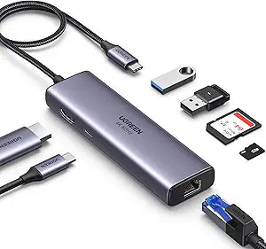 UGREEN 60515 7-in-1 USB-C Hub: 4K 60Hz HDMI, Gigabit Ethernet, SD/TF & 100W PD
