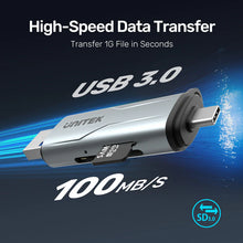 UNITEK R1010A USB-C USB-A Dual Card Reader 5Gbps SD MicroSD for Mac Windows Android Linux Plug and Play