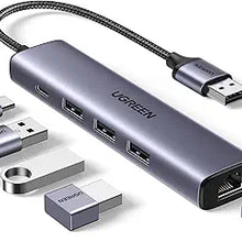 UGREEN 60554 5-in-1 USB 3.0 Hub with Gigabit Ethernet – 5Gbps + 1000Mbps