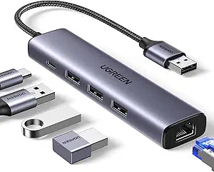 UGREEN 60554 5-in-1 USB 3.0 Hub with Gigabit Ethernet – 5Gbps + 1000Mbps