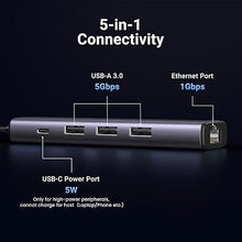 UGREEN 60554 5-in-1 USB 3.0 Hub with Gigabit Ethernet – 5Gbps + 1000Mbps