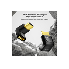 UNITEK A1046ABK03 8K HDMI Right Angle Adapter 90° & 270° 48Gbps 8K@60Hz 4K@120Hz HDR eARC Gold-Plated
