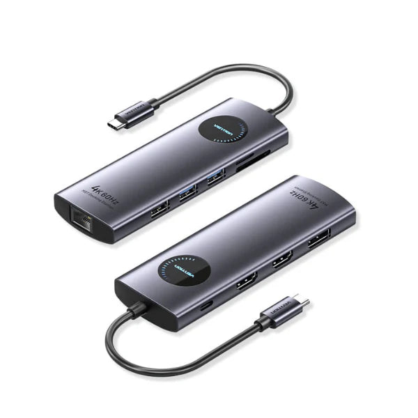 VENTION THOHAH Multi-Function 10-in-1 Type-C Docking Station | 4K@60Hz HDMI & DP | 5Gbps USB | Gigabit Ethernet | 100W PD | SD/TF | VGA | Audio