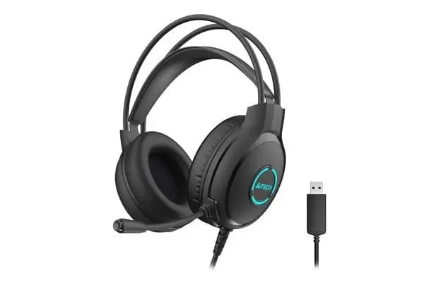 A4tech FH300U Neon Illuminate USB Stereo Headset - Black | Gaming Headset with Microphone