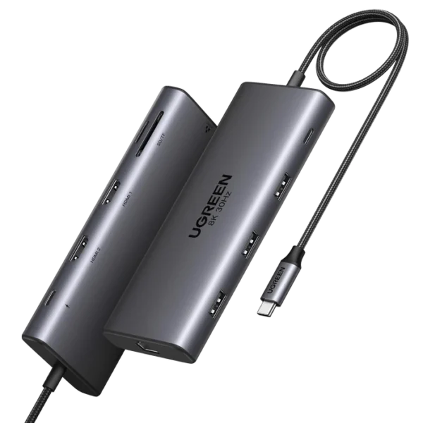 UGREEN 15534 10-in-1 USB-C Hub: Dual 4K HDMI, Ethernet, SD/TF & 100W PD