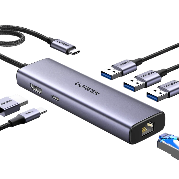 UGREEN 15598 6-in-1 USB-C Hub: 4K HDMI, Gigabit Ethernet & 100W PD