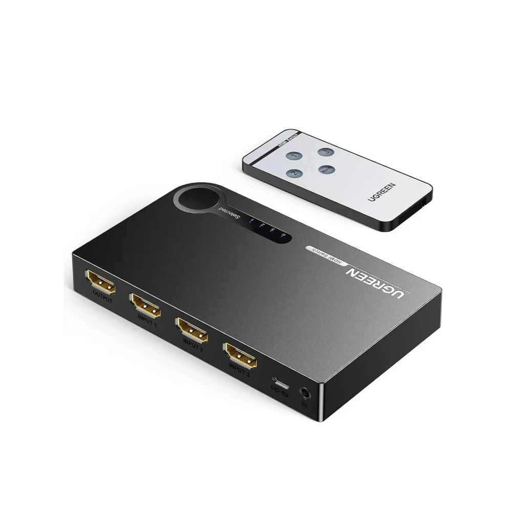 UGREEN 40234 3-Port HDMI Switch 3x1 4K@30Hz for TV Monitor Projector PS4 Xbox