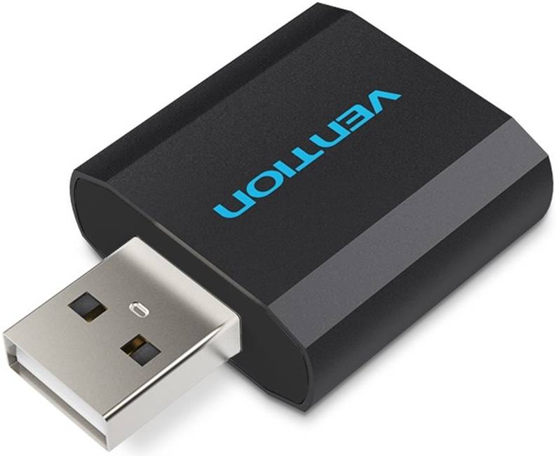 VENTION VAB-S17-B USB External Sound Card | USB 2.0 Audio Adapter | 3.5mm Mic & Headphone | Plug & Play | No Driver Required | Windows, Mac, PS4, Linux, Chromebook