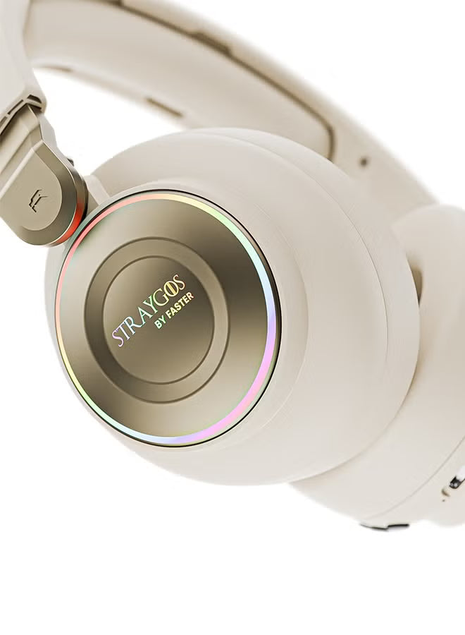 BG600 STRAYGOS Wireless Gaming Headset | Tri-Mode 2.4GHz + Bluetooth + Wired | 50mm Drivers | ENC Noise-Canceling Mic | RGB Light FX | 10H Playtime | PS5/PS4/PC/Mac/Xbox/Switch | Beige