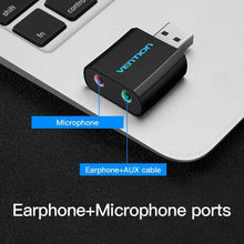 VENTION VAB-S17-B USB External Sound Card | USB 2.0 Audio Adapter | 3.5mm Mic & Headphone | Plug & Play | No Driver Required | Windows, Mac, PS4, Linux, Chromebook