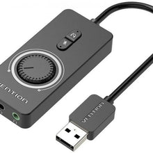 Vention CDRBB USB 2.0 External Stereo Sound Adapter Card | 1-Meter | Volume Control | LED Indicator | 3.5mm 3-in-1 Audio | SSS1629A5 Chip | PC, Laptop, PS4