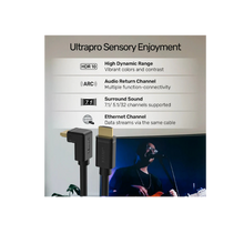 UNITEK Y-C1002 HDMI Right Angle Cable 3M 4K@60Hz 18Gbps HDR10 HDCP 2.2 for Wall-Mounted TV