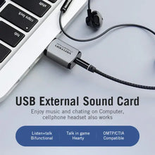 VENTION CDLHO USB External Sound Card Metal | USB 2.0 to 3.5mm Audio Adapter | Gold-Plated | 2.1 Channel | Plug & Play | Aluminum Alloy