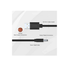 UNITEK Y-C495BK USB-A to DC 3.5x1.35mm Power Cable 1M 15W 5V-3A for Routers Speakers LED Lights