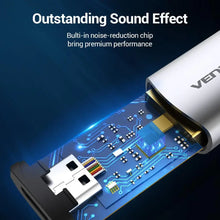 VENTION CDMH0 USB-C External Sound Card Metal | USB 2.0 to 3.5mm Audio Adapter | Gold-Plated | 2.1 Channel | Plug & Play | Aluminum Alloy
