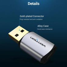 VENTION CDMH0 USB-C External Sound Card Metal | USB 2.0 to 3.5mm Audio Adapter | Gold-Plated | 2.1 Channel | Plug & Play | Aluminum Alloy