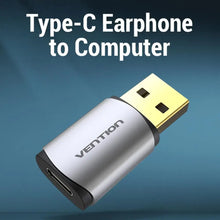 VENTION CDMH0 USB-C External Sound Card Metal | USB 2.0 to 3.5mm Audio Adapter | Gold-Plated | 2.1 Channel | Plug & Play | Aluminum Alloy
