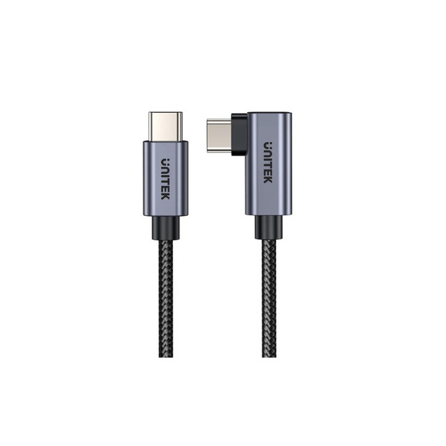 UNITEK C14123BK-5M USB-C 90 Degree Cable 100W PD3.0 QC3.0 5M Nylon Braided for MacBook iPhone 15 Samsung