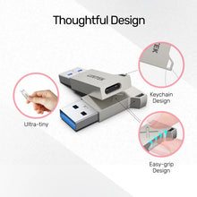UNITEK A1034NI USB-A to USB-C Adapter 5Gbps QC3.0 Zinc Alloy Keychain for Laptop Phone Tablet