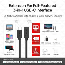 UNITEK C14086BK-1.5M USB-C Extension Cable 4K@60Hz 100W PD 10Gbps 1.5M for MacBook Switch