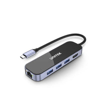 UNITEK D1084A 6-in-1 USB-C Hub 4K@60Hz HDMI 3xUSB-A 5Gbps Gigabit Ethernet 100W PD Glass Design