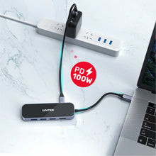 UNITEK D1084A 6-in-1 USB-C Hub 4K@60Hz HDMI 3xUSB-A 5Gbps Gigabit Ethernet 100W PD Glass Design