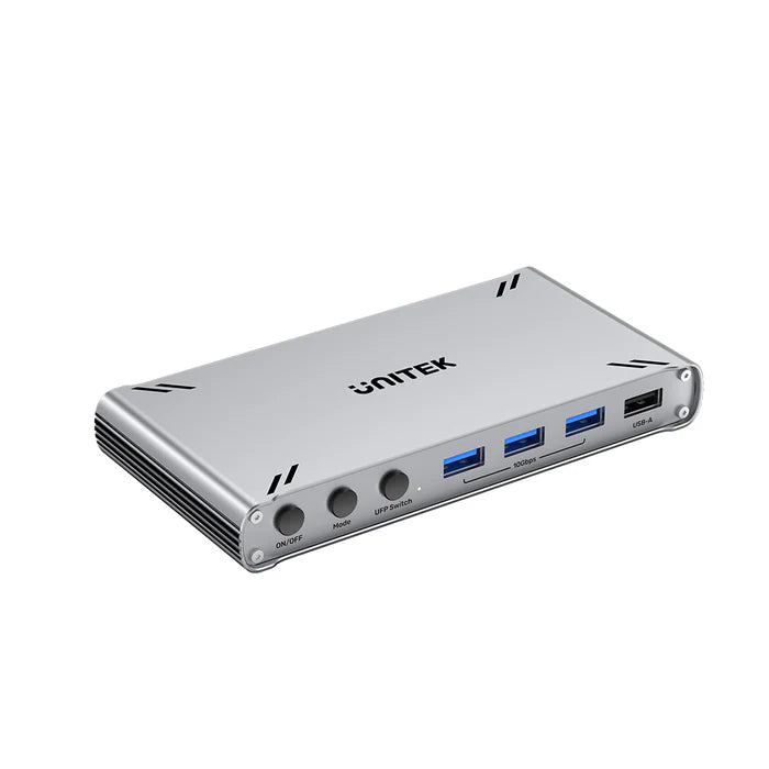 UNITEK D1118AGY01-EU USB-C KVM Switch 4K@30Hz HDMI Split-Screen 10Gbps 5-Port USB-A for 2 PCs