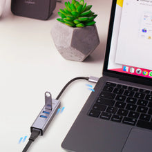 UNITEK Y-3088B uHUB Q4+ 4-in-1 USB-C Hub with 3 USB 3.0 Ports, Gigabit Ethernet LAN & USB-A Adapter