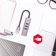 UNITEK Y-3088B uHUB Q4+ 4-in-1 USB-C Hub with 3 USB 3.0 Ports, Gigabit Ethernet LAN & USB-A Adapter