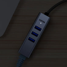 UNITEK Y-3088B uHUB Q4+ 4-in-1 USB-C Hub with 3 USB 3.0 Ports, Gigabit Ethernet LAN & USB-A Adapter