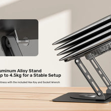 UNITEK OT1098AGY01 Adjustable Laptop Stand 360° Rotation Detachable Cooling Fan Carbon Steel Aluminum