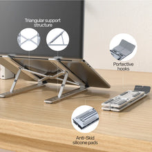 UNITEK OT155SL Foldable Laptop Stand Aluminium 6-Level Adjustable Tilt Portable Anti-Skid for MacBook PC