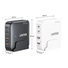 UNITEK P1228ABK01-EU 70W GaN Desktop Charger 4-Port 2xUSB-C 2xUSB-A PD3.0 QC3.0 for MacBook iPhone EU