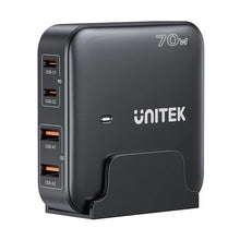 UNITEK P1228ABK01-EU 70W GaN Desktop Charger 4-Port 2xUSB-C 2xUSB-A PD3.0 QC3.0 for MacBook iPhone EU