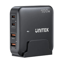 UNITEK P1229ABK01-EU 100W GaN Desktop Charger 4-Port 2xUSB-C 2xUSB-A PD3.0 QC3.0 for MacBook Laptop EU