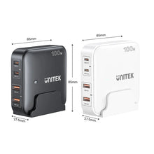 UNITEK P1229ABK01-EU 100W GaN Desktop Charger 4-Port 2xUSB-C 2xUSB-A PD3.0 QC3.0 for MacBook Laptop EU