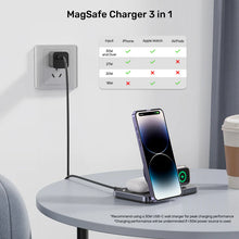 UNITEK P1300AGY01 Qi2 Foldable 3-in-1 Wireless Charging Station 15W MagSafe for iPhone Apple Watch AirPods