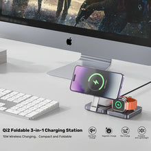 UNITEK P1300AGY01 Qi2 Foldable 3-in-1 Wireless Charging Station 15W MagSafe for iPhone Apple Watch AirPods