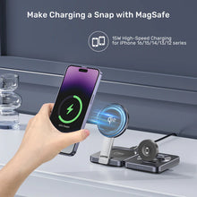 UNITEK P1300AGY01 Qi2 Foldable 3-in-1 Wireless Charging Station 15W MagSafe for iPhone Apple Watch AirPods