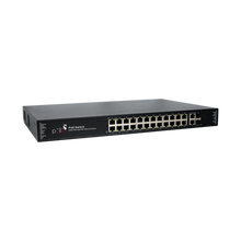 28-Port Gigabit PoE Network Switch with 2 SFP | PLN-1124GB-SFP | 24 × Gigabit PoE Ports | 2 × RJ45 Uplink | 2 × SFP Fiber | 400W PoE Budget | 56 Gbps Switching | 4KV Lightning Protection | IP30