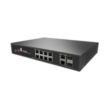 12-Port Gigabit PoE Network Switch with Gigabit Uplink & 2 SFP | PLN-1108GB-SFP | 8 × Gigabit PoE Ports | 2 × RJ45 Uplink | 2 × SFP Fiber | 130W PoE Budget | 24 Gbps Switching | 4KV Lightning Protection | IP30