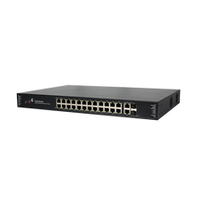 28-Port Gigabit PoE Network Switch with 2 SFP | PLN-1124GB-SFP | 24 × Gigabit PoE Ports | 2 × RJ45 Uplink | 2 × SFP Fiber | 400W PoE Budget | 56 Gbps Switching | 4KV Lightning Protection | IP30