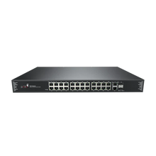28-Port Gigabit PoE Network Switch with 2 SFP | PLN-1124GB-SFP | 24 × Gigabit PoE Ports | 2 × RJ45 Uplink | 2 × SFP Fiber | 400W PoE Budget | 56 Gbps Switching | 4KV Lightning Protection | IP30