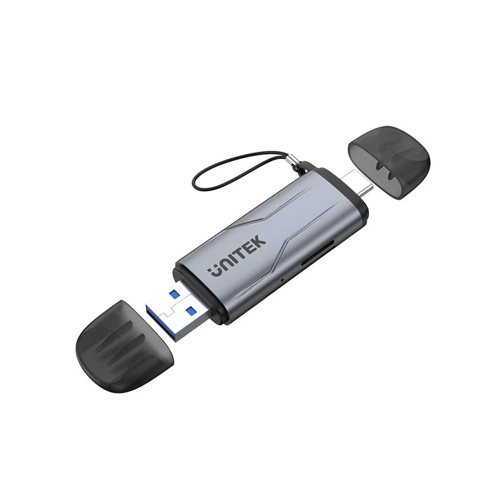 UNITEK R1010A USB-C USB-A Dual Card Reader 5Gbps SD MicroSD for Mac Windows Android Linux Plug and Play