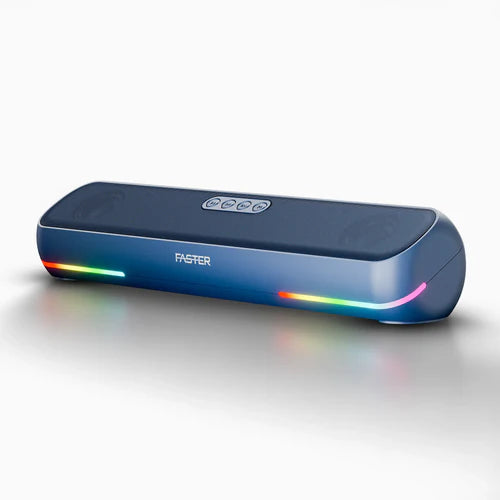FASTER RYZO Z16 Sound Bar 16W Output 360° Surround Sound RGB Lights Sync with Music TWS Pairing (Stereo) 2000mAh Battery Compact & Portable